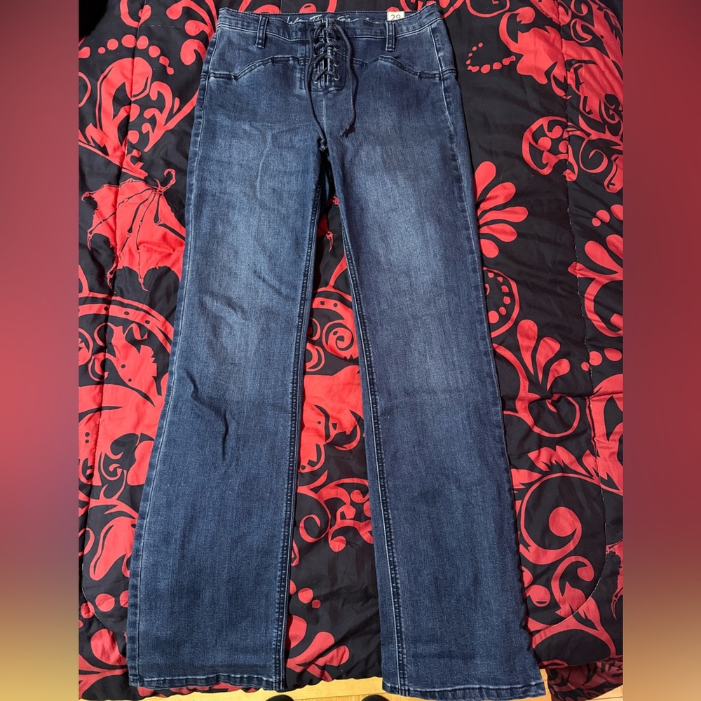 Free People Eva Lace-Up Front Boot Cut Jeans